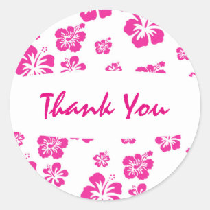 Autocollant de faveur de fleur d'hibiscus rose cha