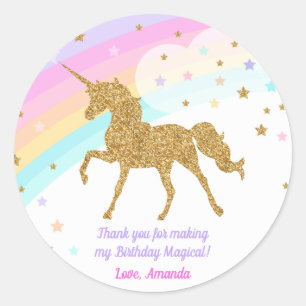 Autocollant de faveur de licorne, rose et