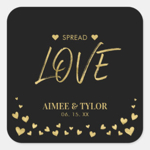 Autocollant de faveur de mariage Cœurs d'or répand