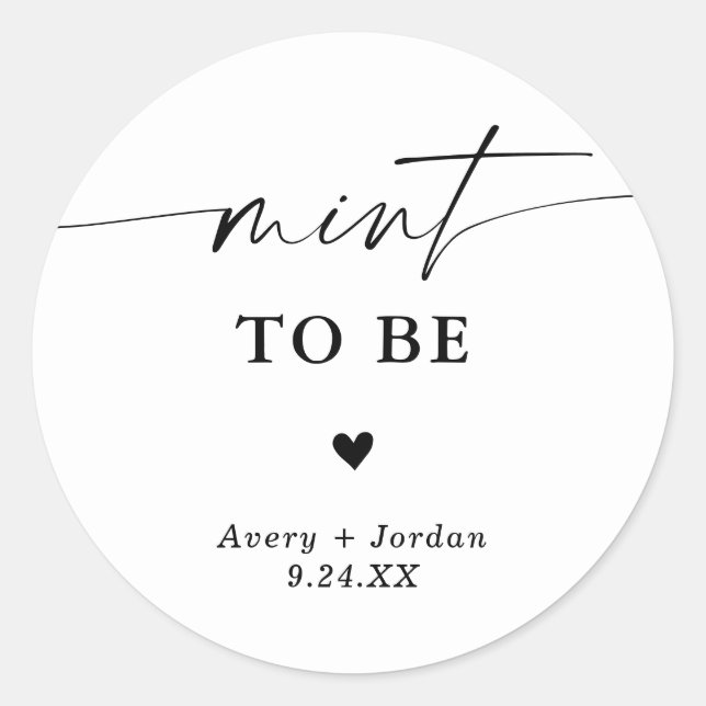 Autocollant de faveur de mariage Mint To Be | Mari (Devant)