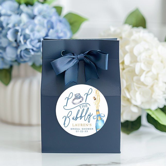 Autocollant de faveur de salle de bain Champagne ' (Pop the Bubbly - Favor Sticker)