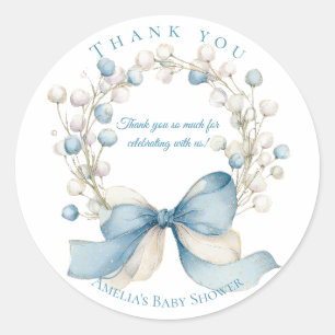 Autocollant de faveur rond floral bleu Silly Goose