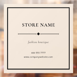 Autocollant de fenêtre beige pour nom de boutique 
