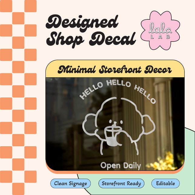 Autocollant de fenêtre de bienvenue mignon blanc m (Créateur téléchargé)