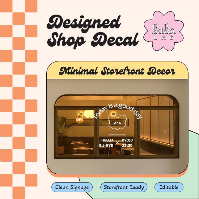 Autocollant de fenêtre tendance blanc pour salon d (Créateur téléchargé)