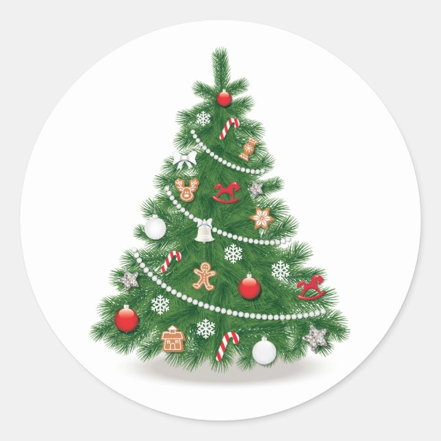 AUTOCOLLANT DE FERMETURE D'ENVELOPPE : SAPIN DE NO (Devant)