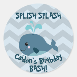 Autocollant de fête d'anniversaire à thème Ocean W