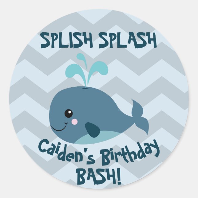 Autocollant de fête d'anniversaire à thème Ocean W (Devant)