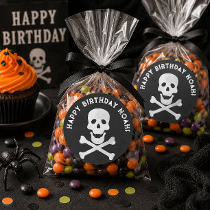 Autocollant de fête d'anniversaire Crâne et os cro