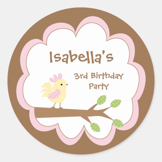 Autocollant de fête d'anniversaire de fille de coq (Devant)