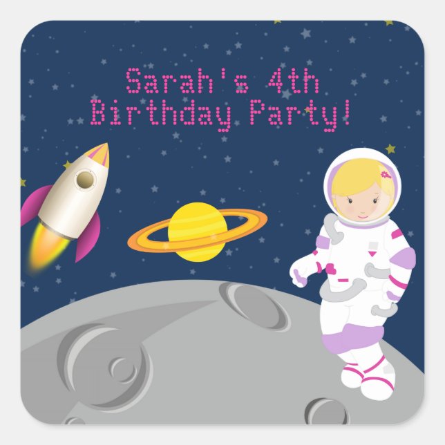 Autocollant de fête d'anniversaire de l'astronaute (Devant)