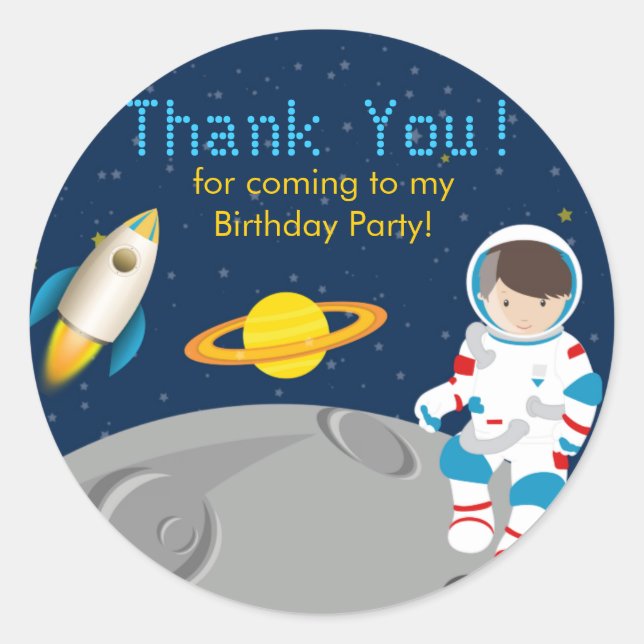 Autocollant de fête d'anniversaire de l'astronaute (Devant)