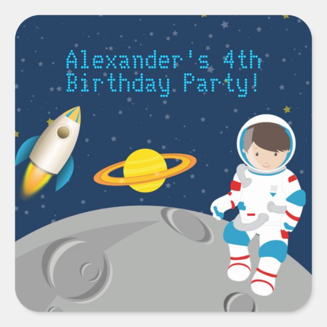 Autocollant de fête d'anniversaire de l'astronaute (Devant)