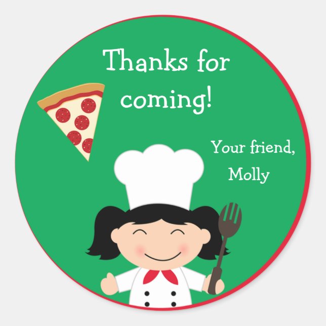 Autocollant de fête d'anniversaire de pizza (Devant)