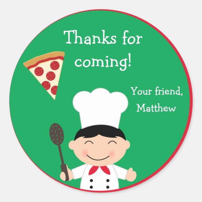 Autocollant de fête d'anniversaire de pizza (Devant)