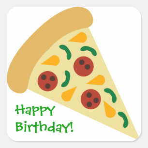 Autocollant de fête d'anniversaire de Pizza Slice