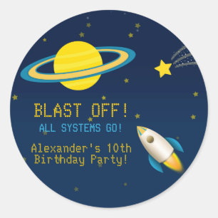 Autocollant de fête d'anniversaire de Rocket