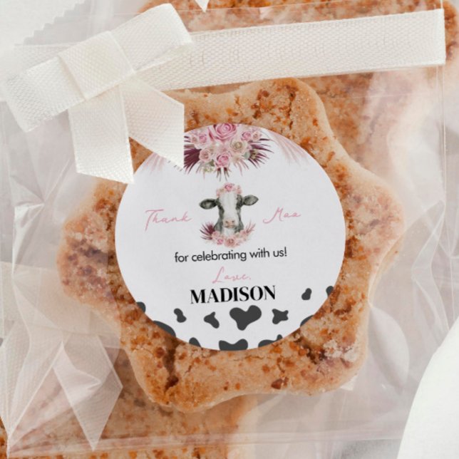 Autocollant de fête d'anniversaire de vache Étique (Créateur téléchargé)