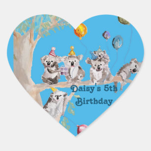 Autocollant de fête d'anniversaire d'ours koala mi