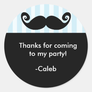 Autocollant de fête d'anniversaire MUSTACHE Blue S