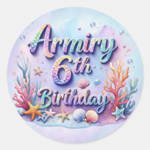 Autocollant de fête d'anniversaire Sirène Armiry 6