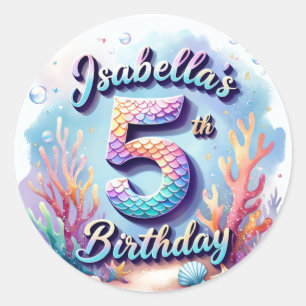 Autocollant de fête d'anniversaire Sirène – Nom et