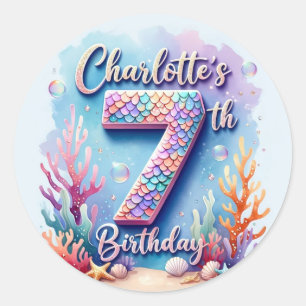 Autocollant de fête d'anniversaire Sirène – Nom et