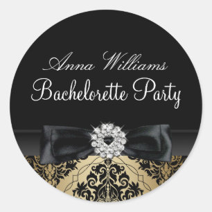 Autocollant de fête de bachelorette en Damas or et