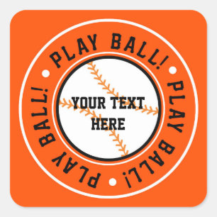Autocollant de fête de baseball noir et orange JOU