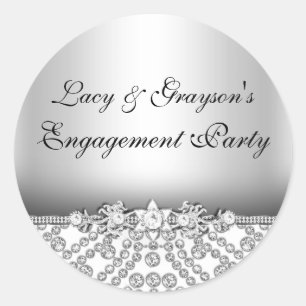 Autocollant de fête de fiançailles élégant diamant