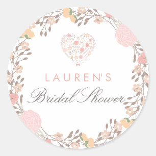 Autocollant de Fête de Mariage à Coeur Floral Joli