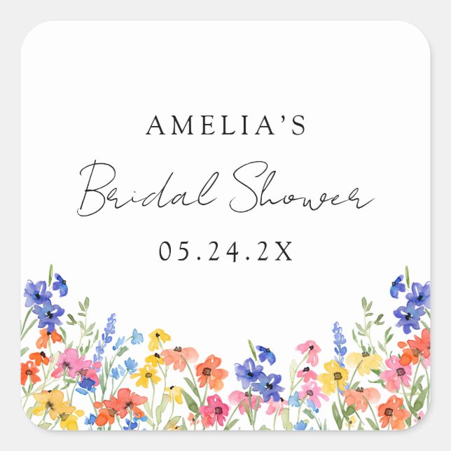 Autocollant de Fête de Mariage aux Fleurs Sauvages (Devant)