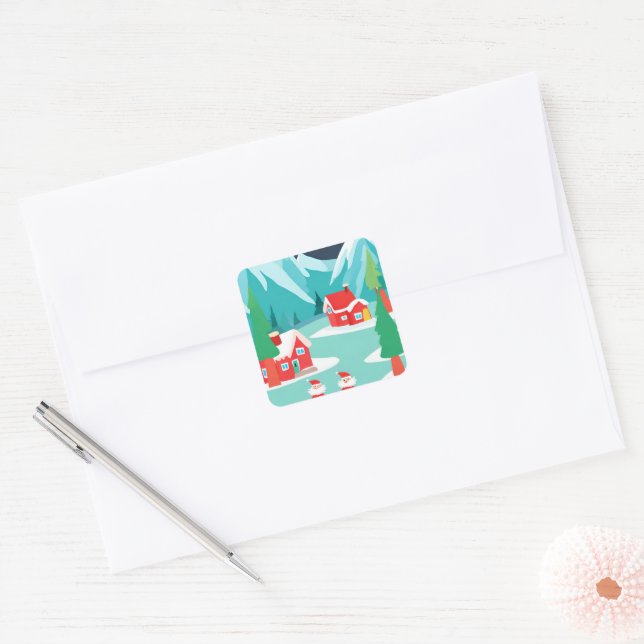 Autocollant de fête de Noël au pôle Nord (Enveloppe)
