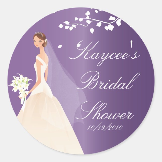 Autocollant de Fête des mariées de mariée violette (Devant)