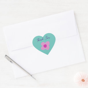 Autocollant de fête en forme de coeur avec fleurs 