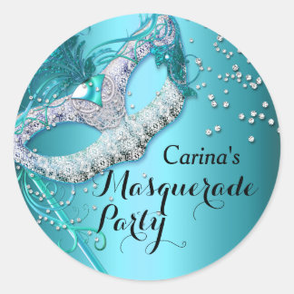 Autocollant de fête masquée Blue Sparkle