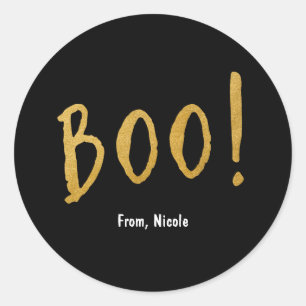 Autocollant de fête noir BOO or Halloween