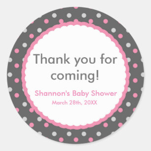 Autocollant de fête pour Baby Shower à pois rose e