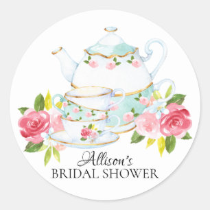 Autocollant de fête prénuptiale aquarelle Thé