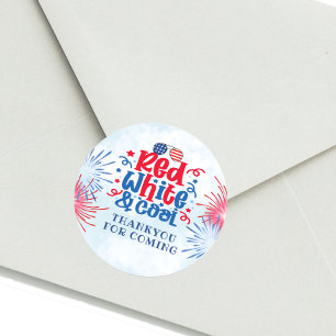 Autocollant de fête Rouge Blanc & Cool Merci