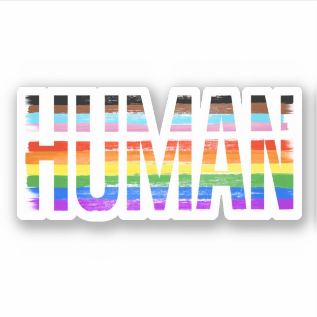Autocollant de fierté de progrès humain (Devant)