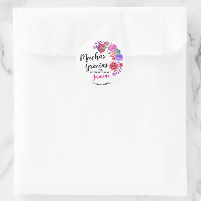 Autocollant de fiesta d'anniversaire Muchas Gracia (Sac)