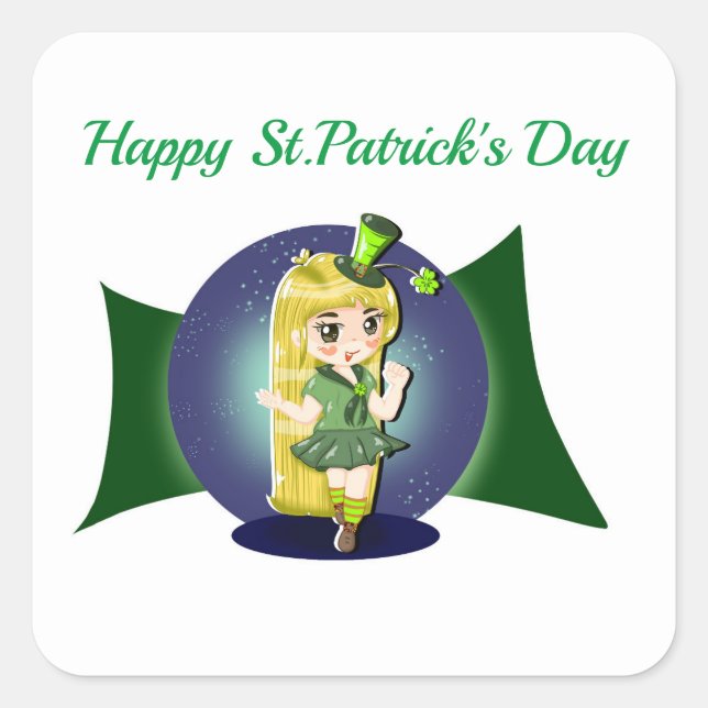 Autocollant de fille pour la Saint-Patrick (Devant)