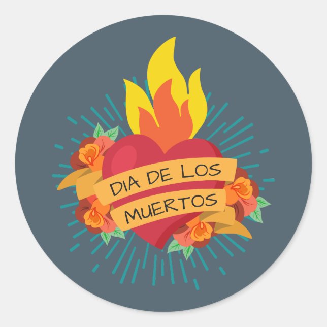 Autocollant de flamber Heart Dia de los Muertos | (Devant)