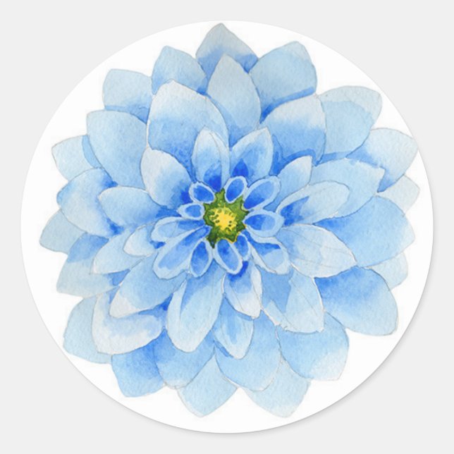 Autocollant de fleur de dahlia bleu (Devant)