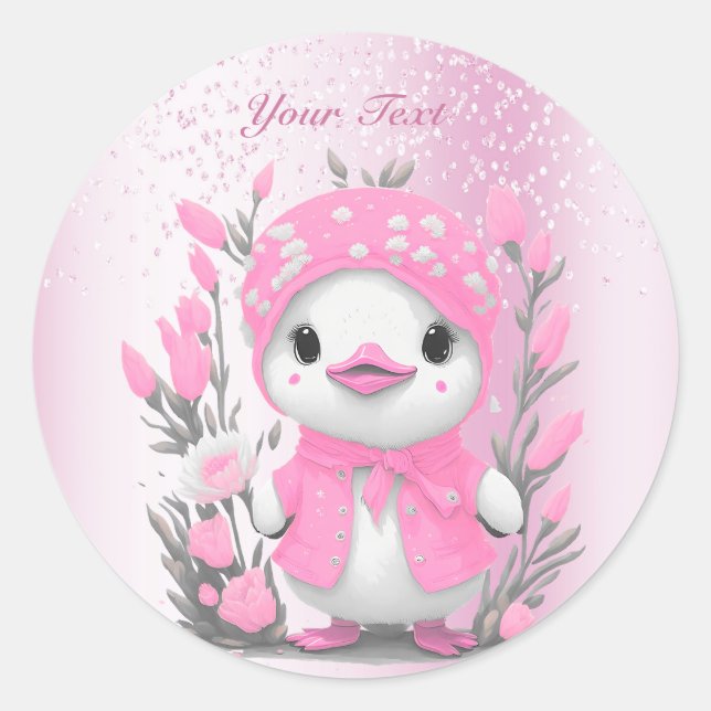 Autocollant de fleur rose canard aquarelle (Devant)