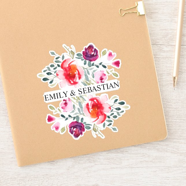 Autocollant de fleurs d'aquarelle personnalisée (Carnet)