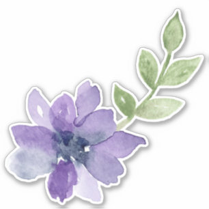 Autocollant de fleurs d'aquarelle violette