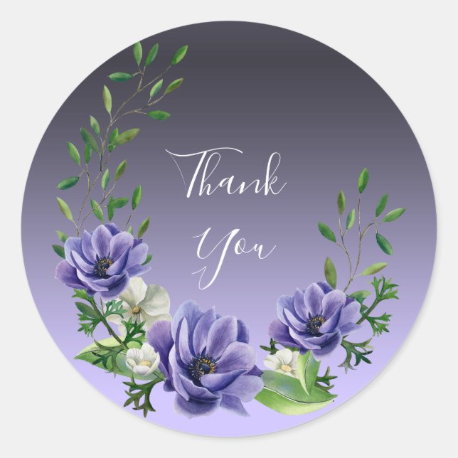 Autocollant de fleurs pourpres aquarelle (Devant)
