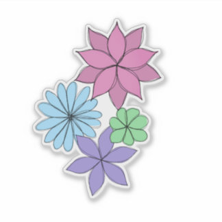 Autocollant de fleurs rose, violet, bleu et vert c